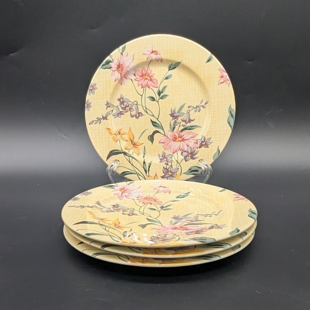 Lenox Perennial Garden Salad Plates Light Scuffing Pink Purple Flowers Yellow